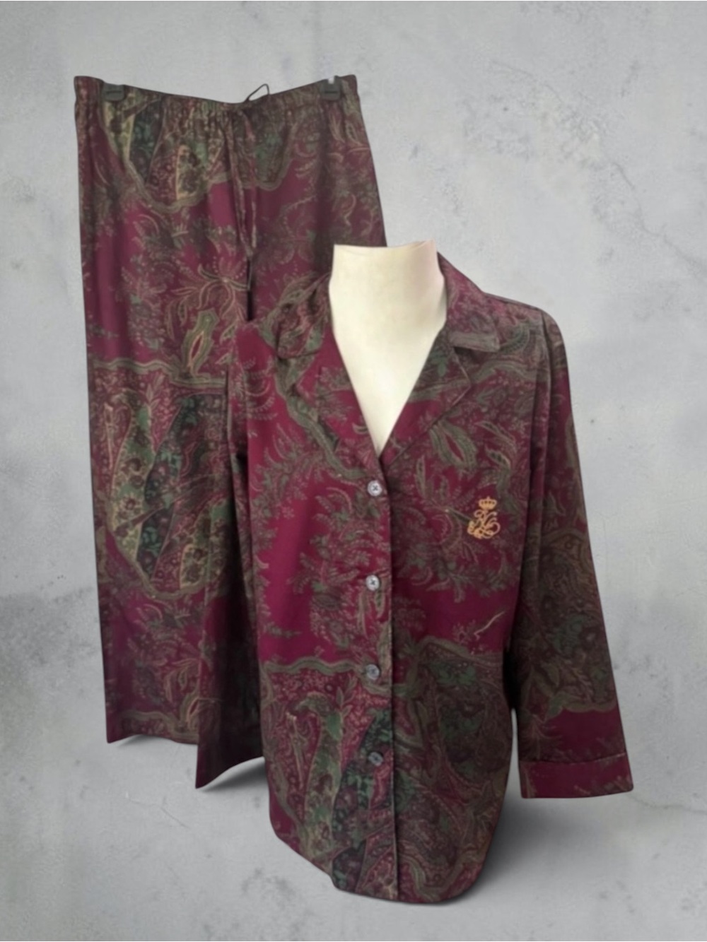 New! RALPH LAUREN Paisley Pajama Set Size XL